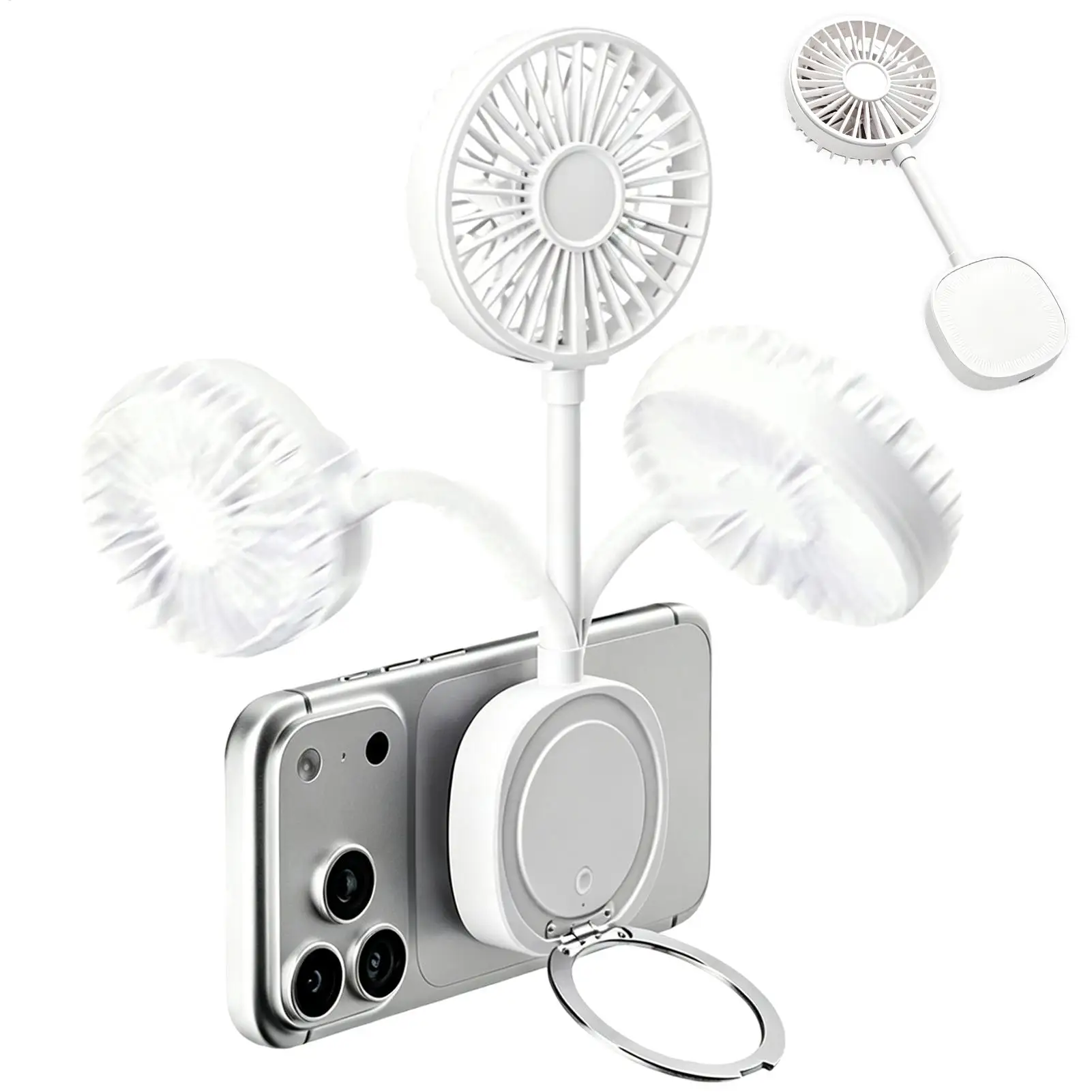 

Magnetic Fan For Phone Adjustable Handheld Cooling Device With Phone Stand Rechargeable Mini Handheld Fan For Women Men Travel
