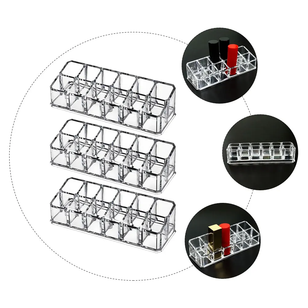 

3pcs Lipstick Rack Display Holder Tower Storage Box Plastic Container Acrylic Material Transparency Organizer