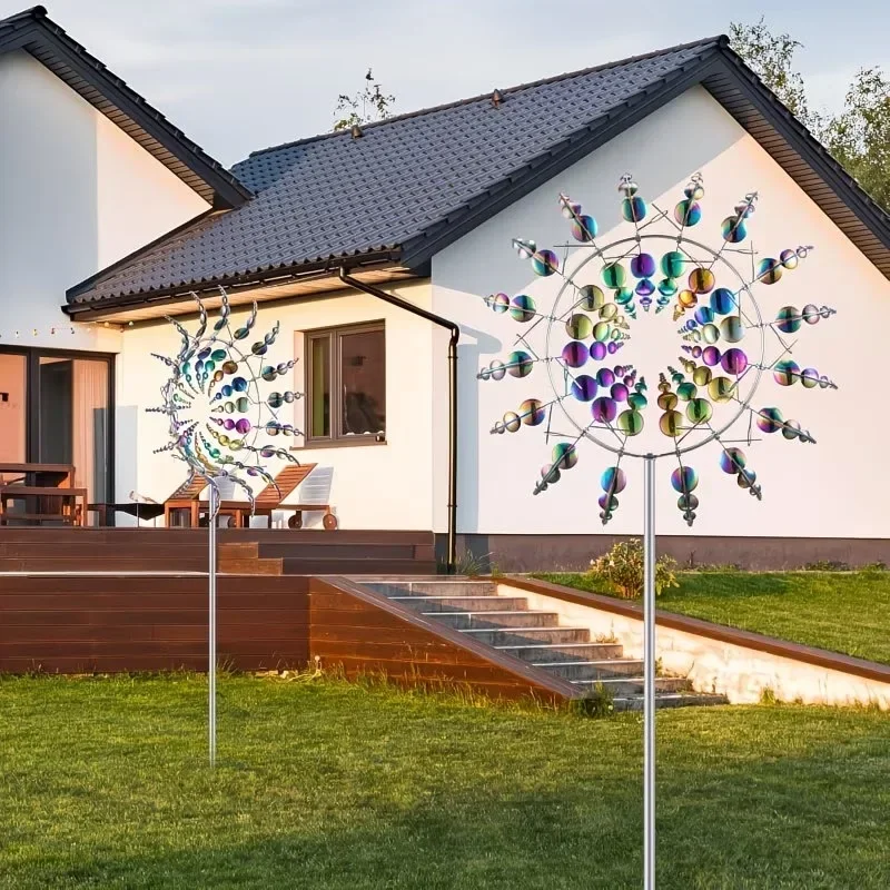 Creative Metal Windmill for Courtyard Garden Lawn Decoration Kinetic Energy Wind Collector Rotator Magical Ornament