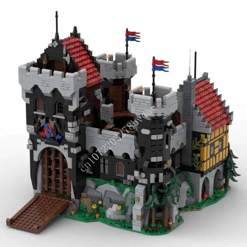 4684 Uds. MOC Castillo Medieval modelo de bloques de construcción Castillo del Caballero Negro ladrillo técnico DIY juguetes de montaje para niños regalos de vacaciones
