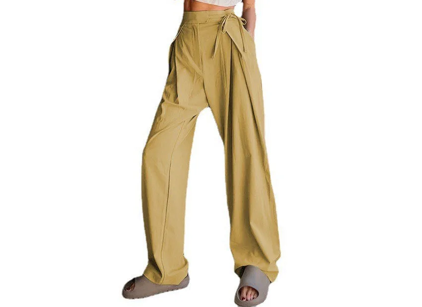 Summer New Loose Straight High Waist Casual Fashion Draped Wide Leg Pants for Women