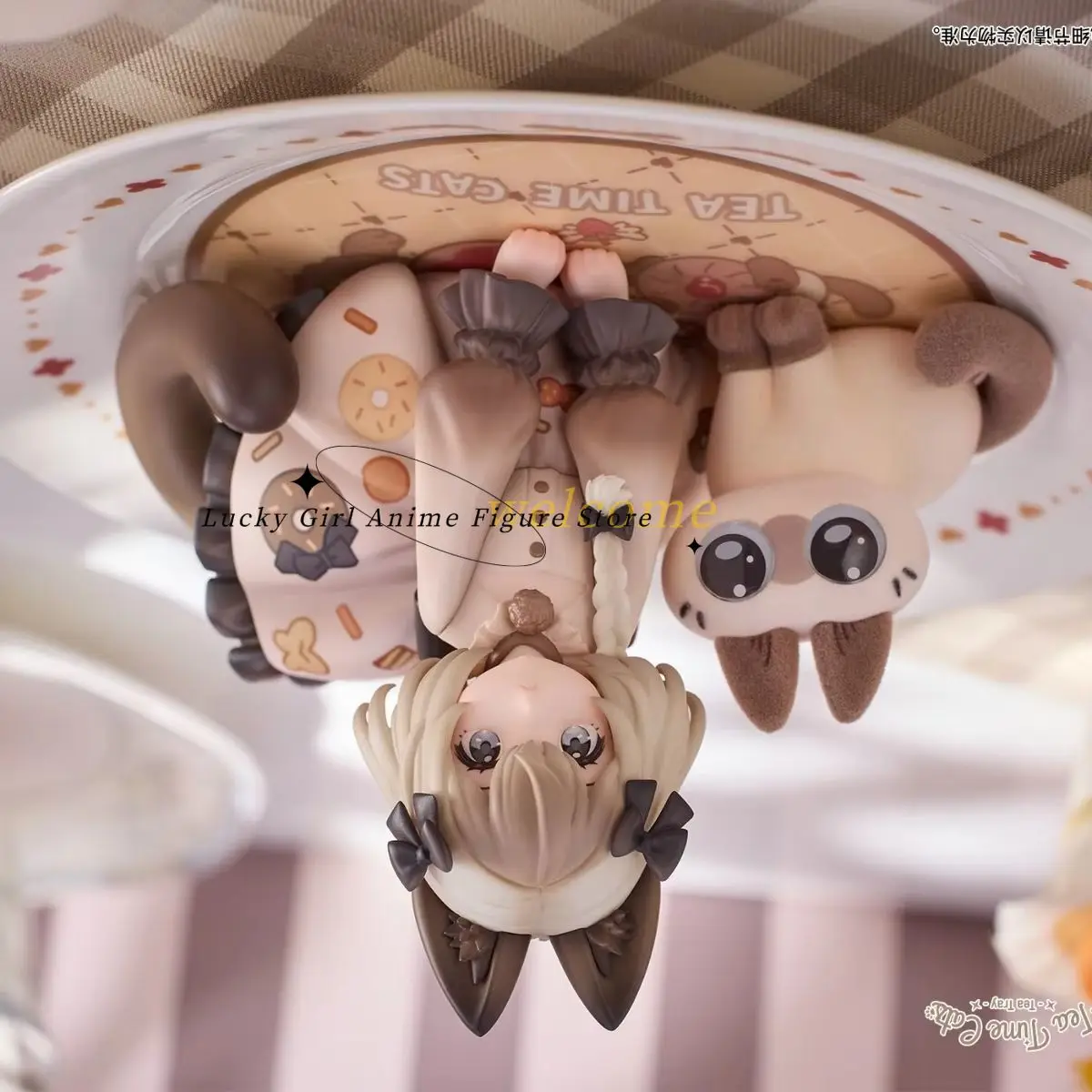 

In Stock Original RIBOSE Tea Party Cat Siamese Cat Little Beans Friendship Co Branded Set Anime Figure Toy Decoration Doll
