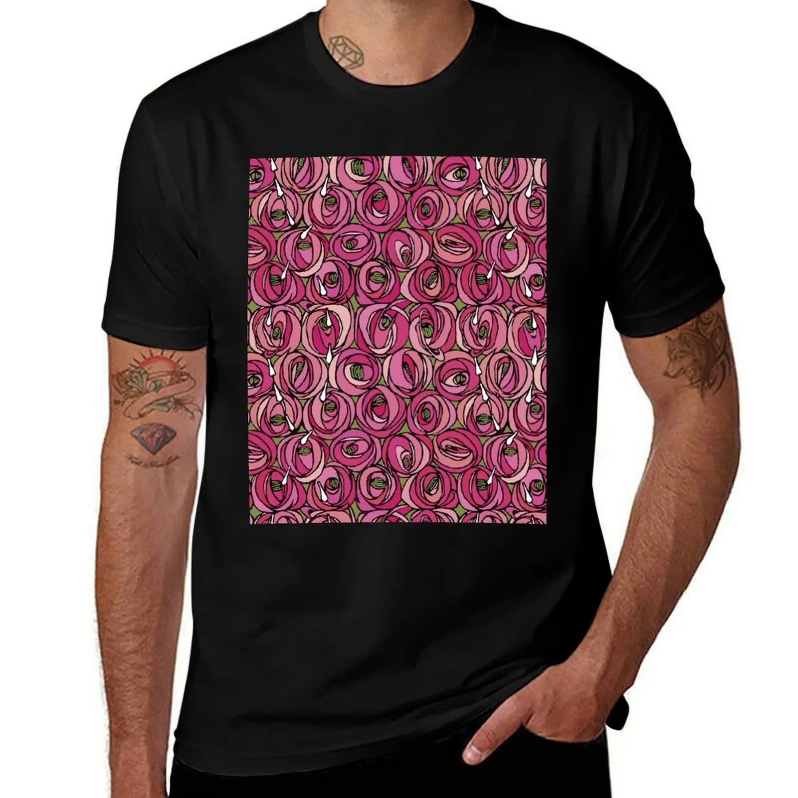 Charles Rennie Mackintosh Roses and teardrops edited 2. T-Shirt blanks anime vintage anime shirt mens vintage t shirts