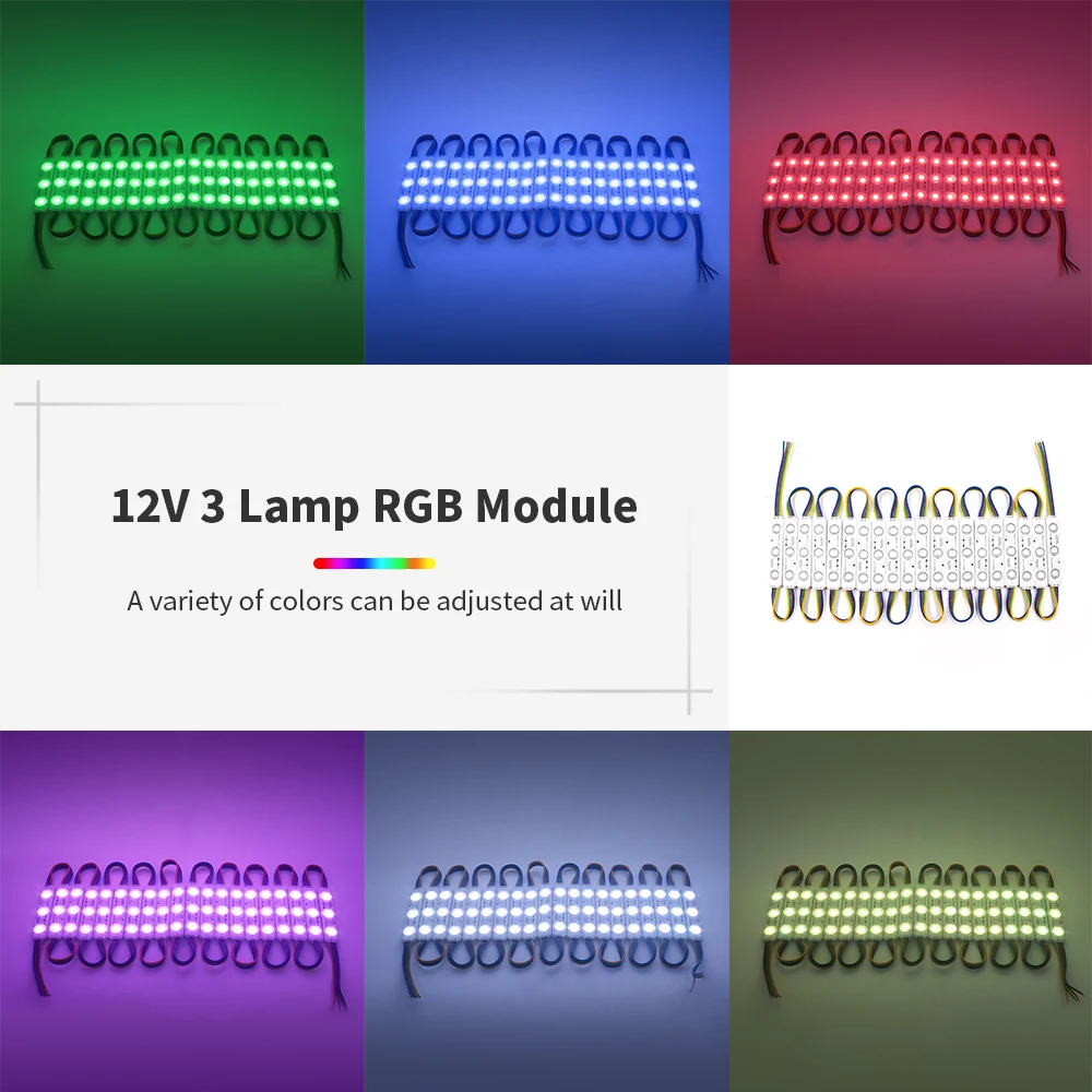 20 PCS 5050/5730/2835 SMD 3LED 6LED Injection LED Module 12V 24V DC IP67 Waterproof Outdoor Led Back Light Module RGB Blue Pink