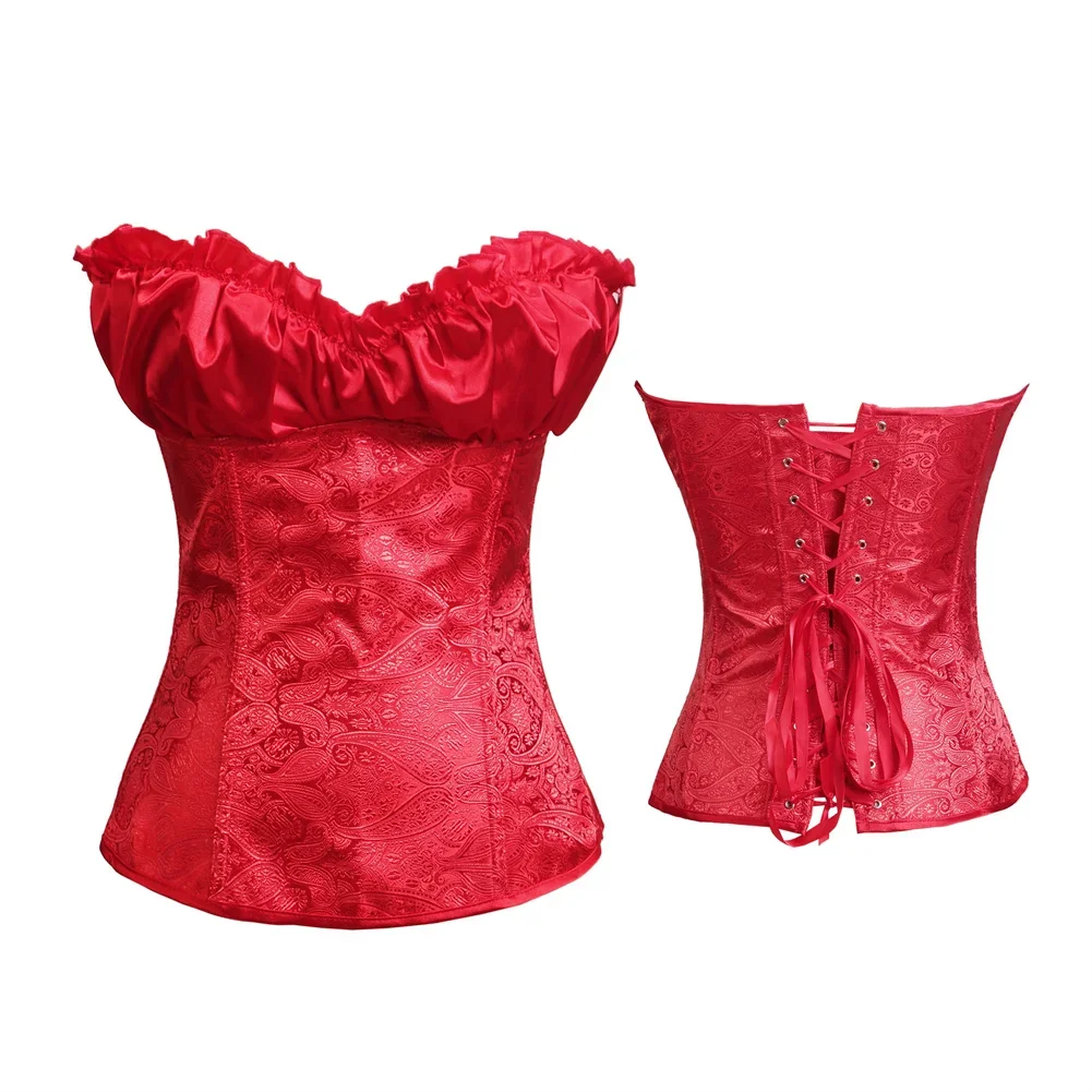 Gothic Corsets for Women Top Wedding Renaissance Satin Padded Korsett Plus Size Zip Medieval Carnival Party Clubwear Costumes