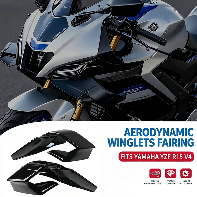 

New For Yamaha R15 YZF-R15 YZF R15 YZFr15 V4 2022 2023 1pair Glossy Black GP Fixed Wind Wing Motorcycle Wing Aerodynamic Fairing