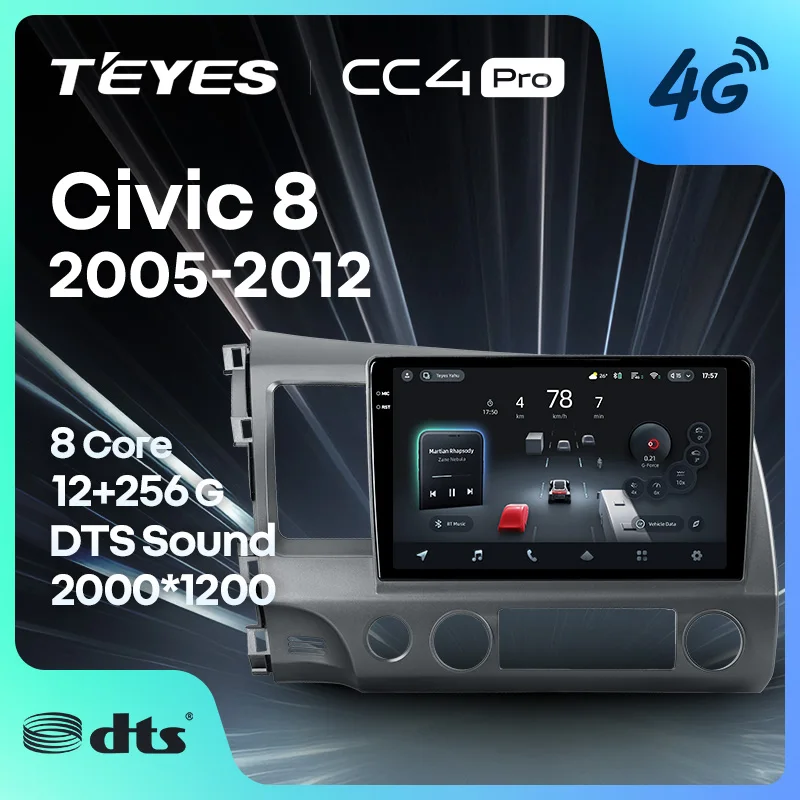 TEYES CC4 PRO For Honda Civic 8 FK FN FD 2005 - 2012 CarPlay Android Auto 2DIN Autoradio Radio Multimedia Stereo