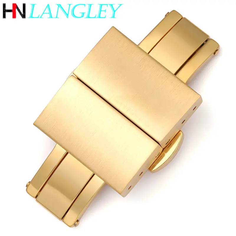 316L Stainless Steel Strap Buckle 16mm 20mm 22mm 24mm Double Press Butterfly Button Free Spring Bar Tools Pins Watch Accessories