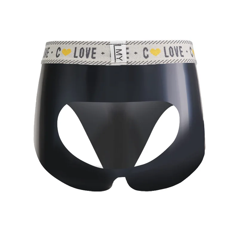 

Men's Fetish Latex Underwear Gay Male Roleplay Open Buttock Lingerie Nightwear Rubber U Convex Briefs Mid Rise Erotic Underpant