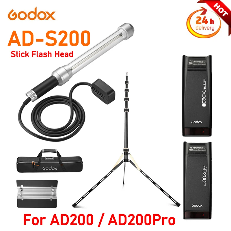 

Godox AD-S200 200W Stick Flash Head for AD200/AD200Pro Speedlite Flash 360° Spread of light handheld LED Tube Light Stick Tube