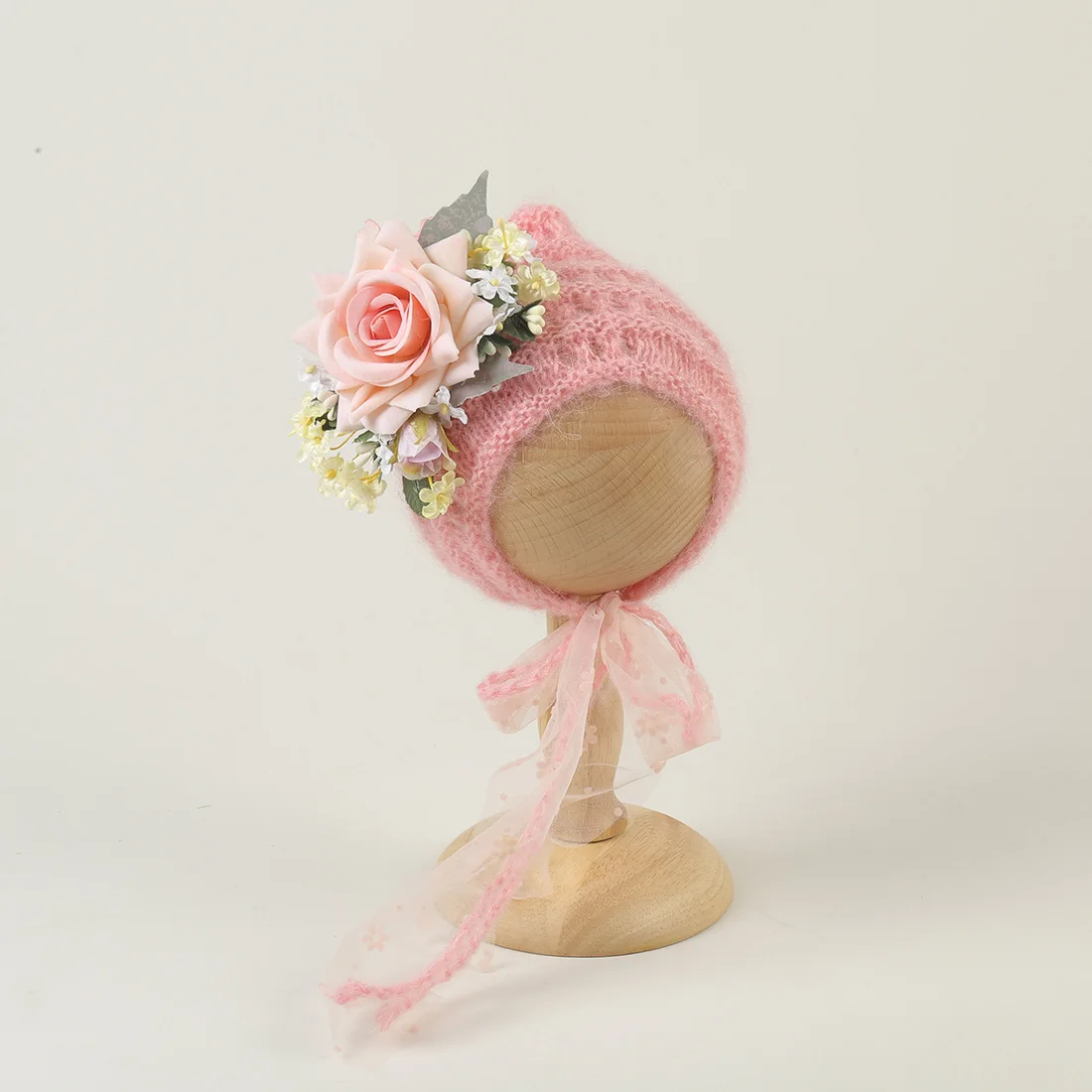 Baby Floral Bonnet Newborn Photography Props Vintage Garden Artificial Flower Hat Photographic Accessories