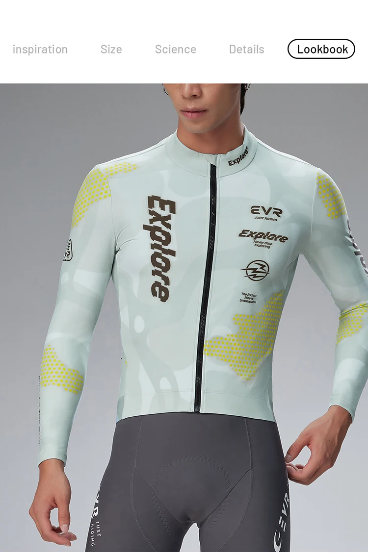 EVR Pro Herren Winter Fleece Fahrradtrikot Thermisch Winddicht Langarm Fahrradjacke Warme Rennrad MTB Fahrradbekleidung – Detail 14