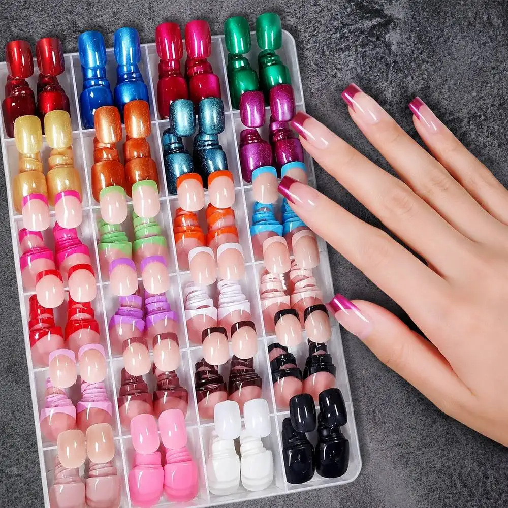 288Pcs Shimmering French Cat Eye Press On Nail 24 Color Options French Cat Eye Fake Nail Night Out French Cat Eye False Nail