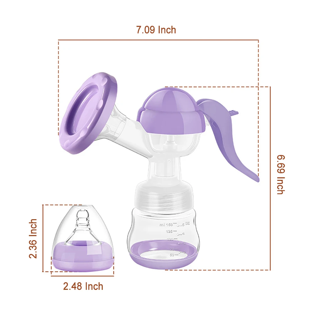 AnGku Manual Breast Pump Hand Pump for Breastfeeding 2-speed Adjustable Portable Breast Pump Breast Milk Collector Baby Bottles