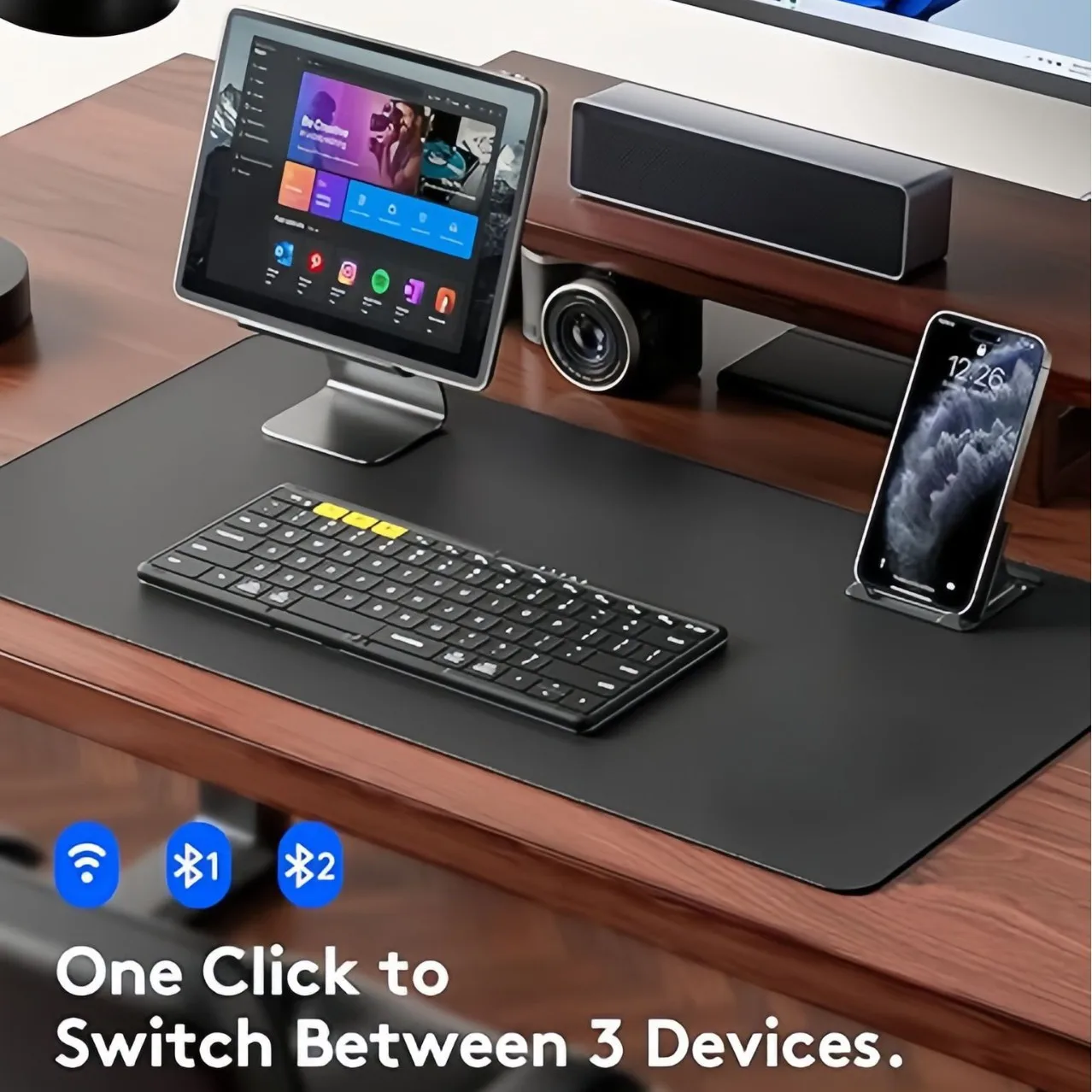 

Портативная двустворчатая клавиатура Miaokong для iPad, Bluetooth, беспроводная портативная сенсорная панель, кронштейн для ноутбука, компьютера, аксессуары, подарок