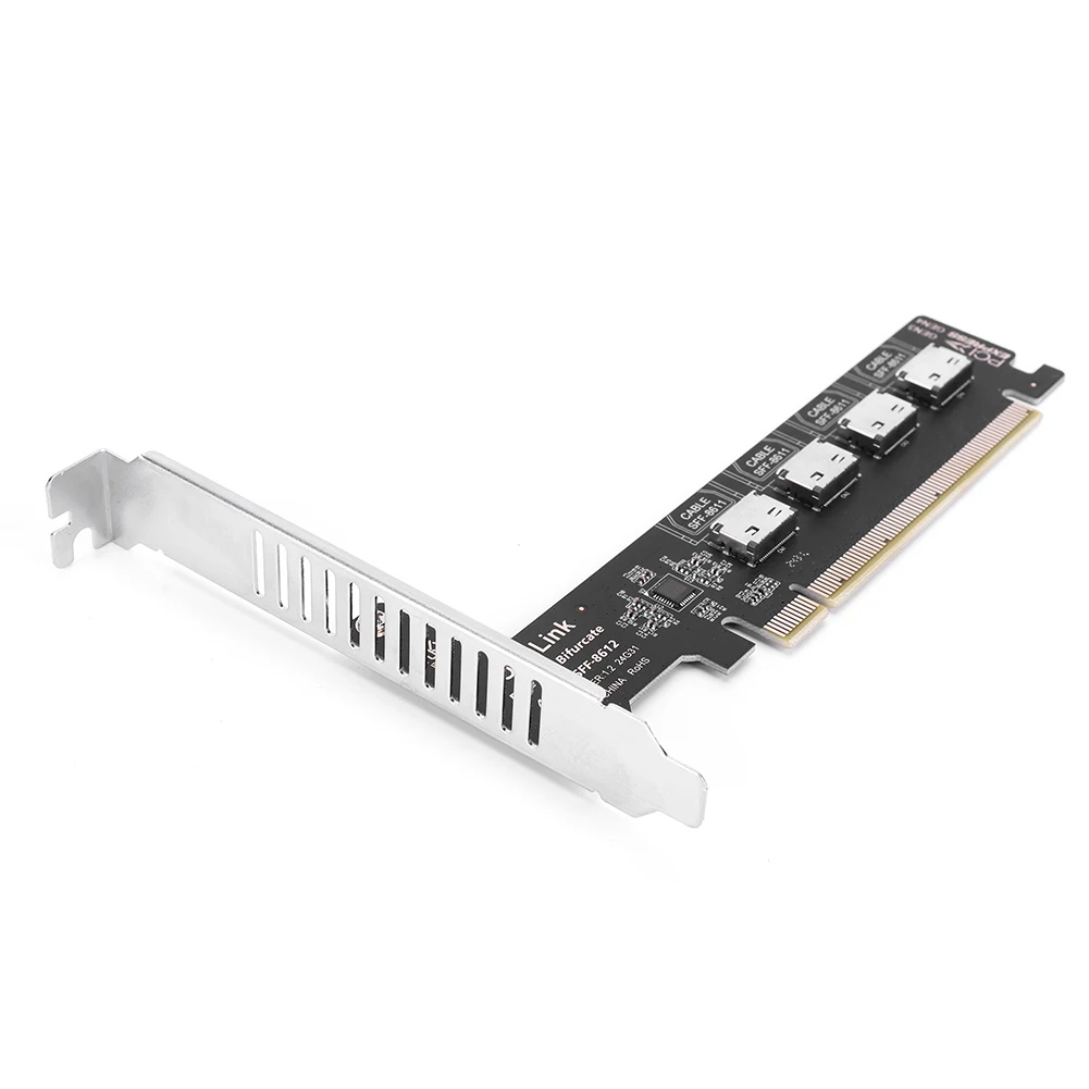 PCI-Express4.0 16x PCIE Detachable To 1/4 Oculink Split Bifurcation Card 1/4X SFF-8612 SFF-8611 Internal Adapter for Windows