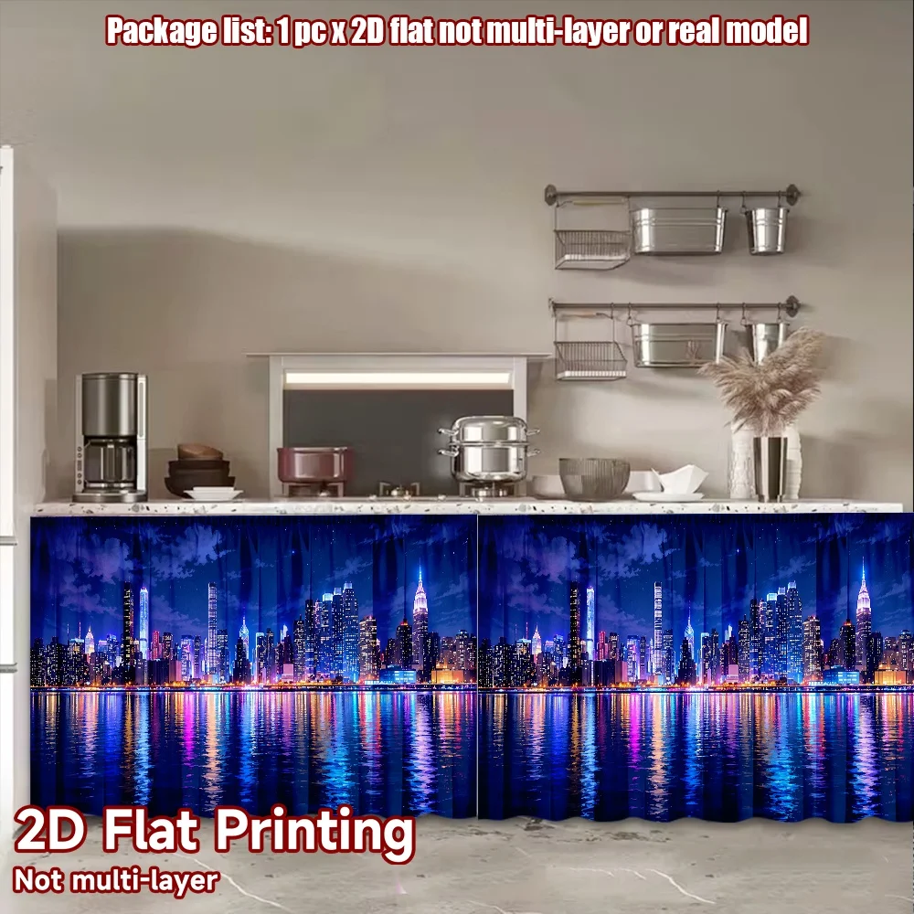 2D flat 1pc French romantic style Cityscape Nights Digital printing The rod-mount design makes installation convenient and is a