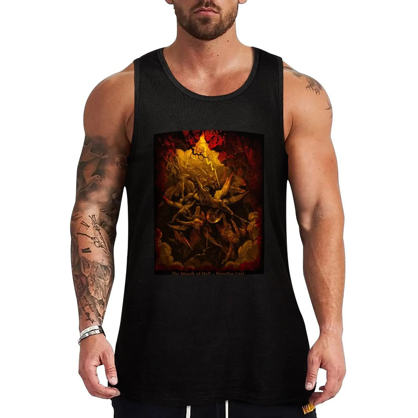 Lithograph Copy - Gustave Doré - Paradise Lost - The Mouth of Hell John Milton Tank Top Classic Fit Undershirt Everyday Wear