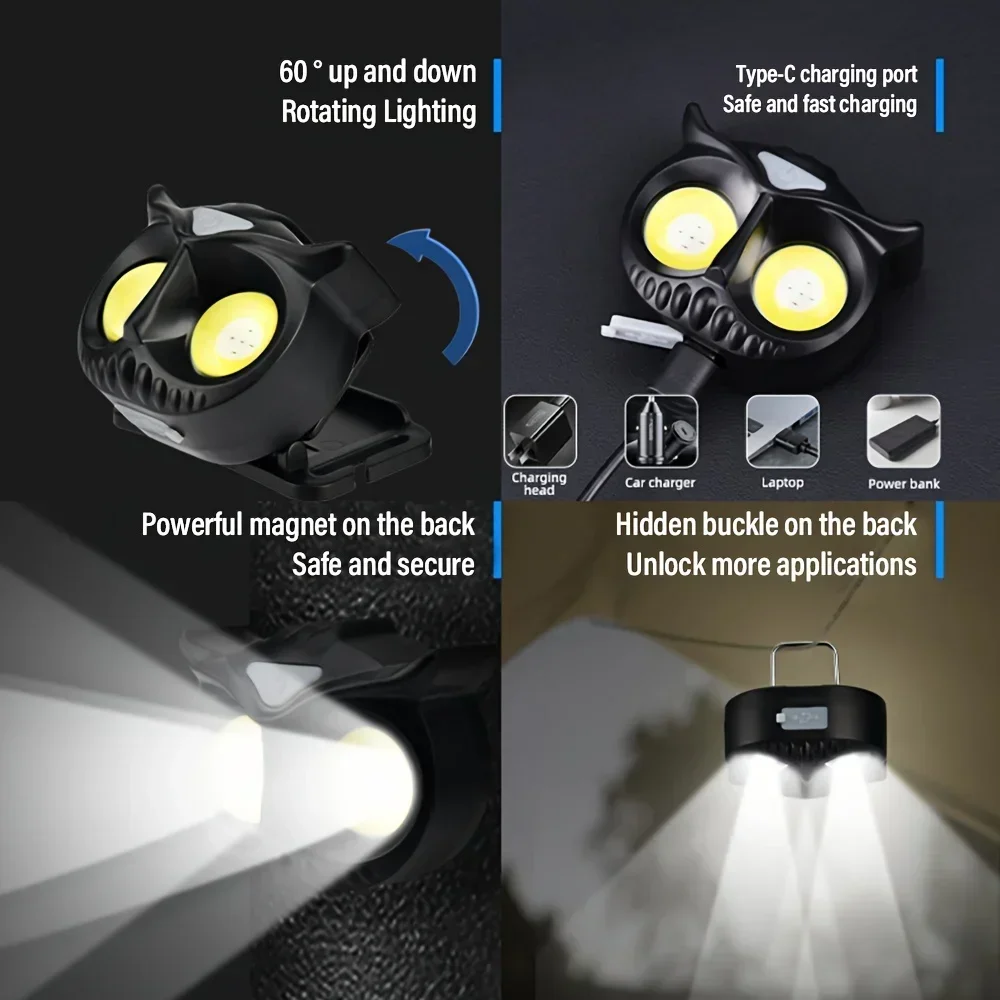 Smart Motion Sensor COB LED Headlamp USB Recghargeable Headlight Portable Lightweight Head Flashlight Waterproof Head Lamp