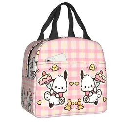 Custom Cartoon Pochacco Thermal Insulated Lunch Bag Women Sanrio Portable Lunch Container for Camping Travel Storage Food Box