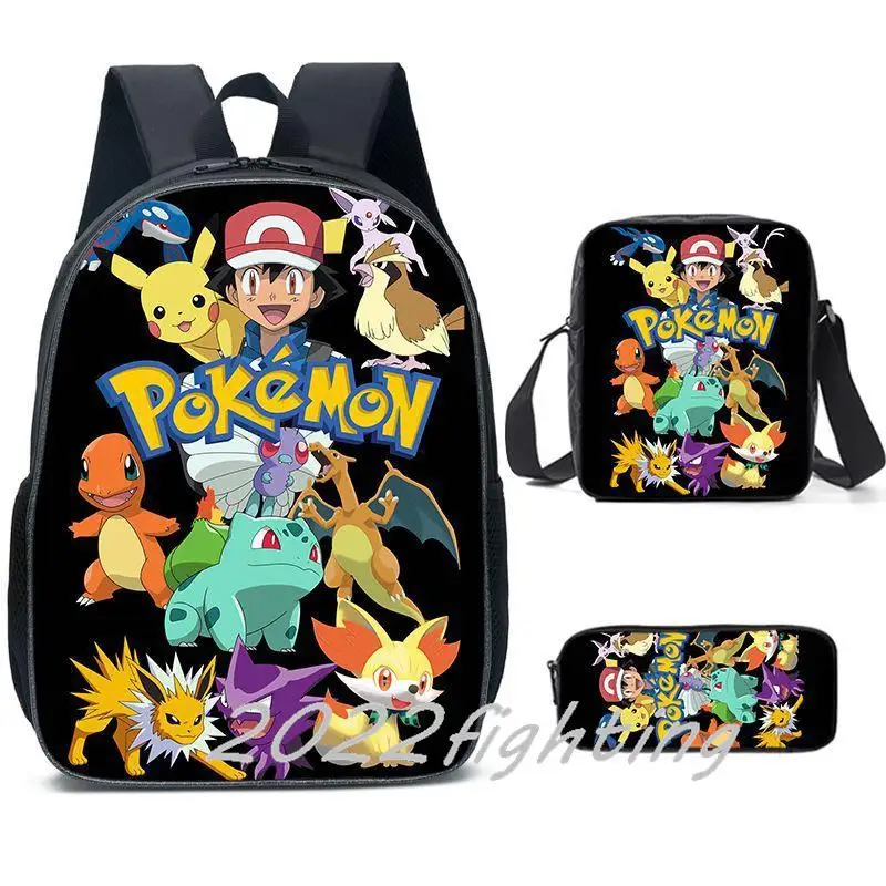 3 stücke Pokemon gehen Schult aschen Teenager Mädchen Jungen primäre Bücher taschen Set Kinder wasserdichte Schult asche Mochi las