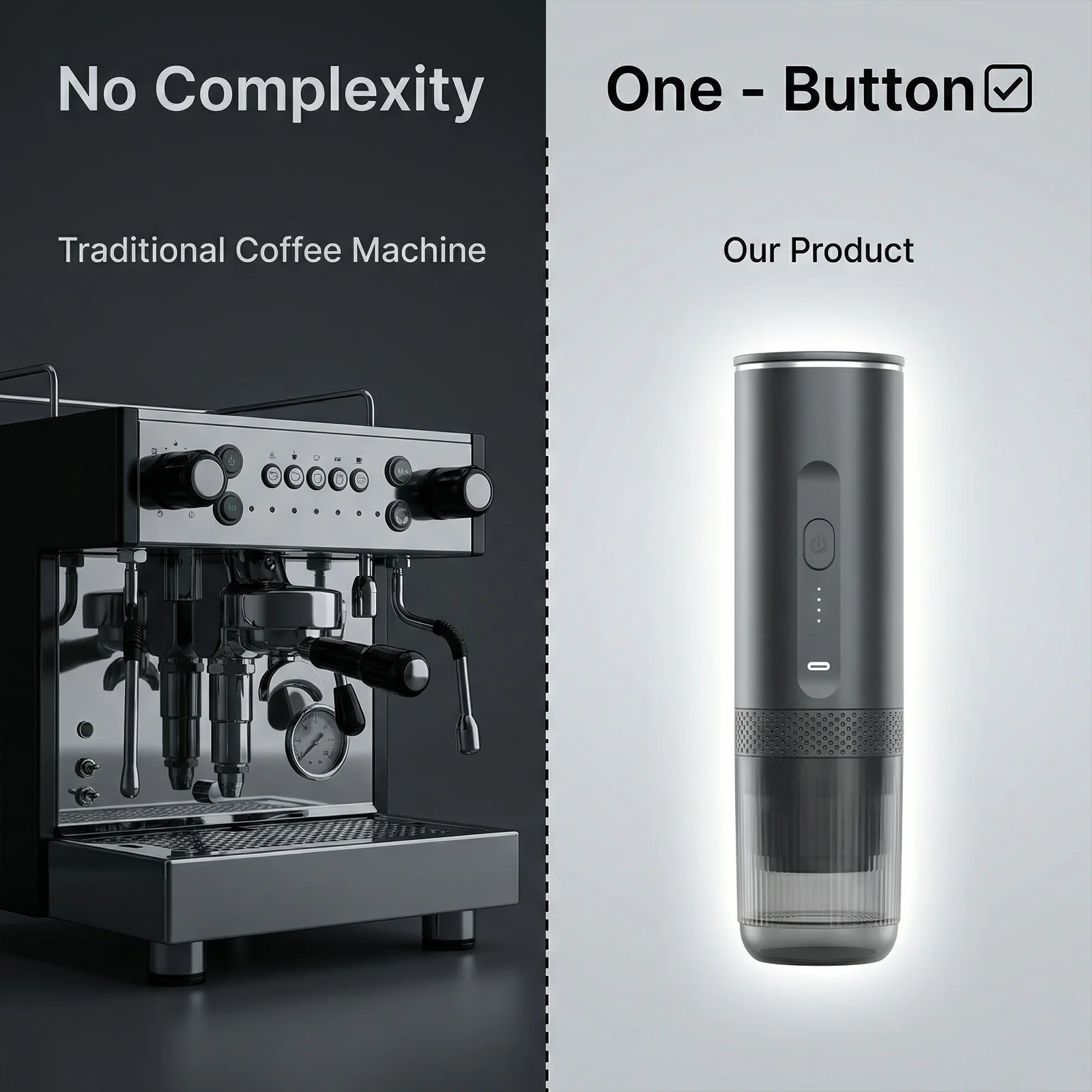 Image of Tragbare Kapsel-Kaffeemaschine, 20 Bar kabelloser Espressomaker mit 7500mAh Akku, 2-in-1 für Nespresso-Kapseln & gemahlenen Kaffee, 92 ° C Schnellheizung für Zuhause, Auto und Reisen (Schwarz)