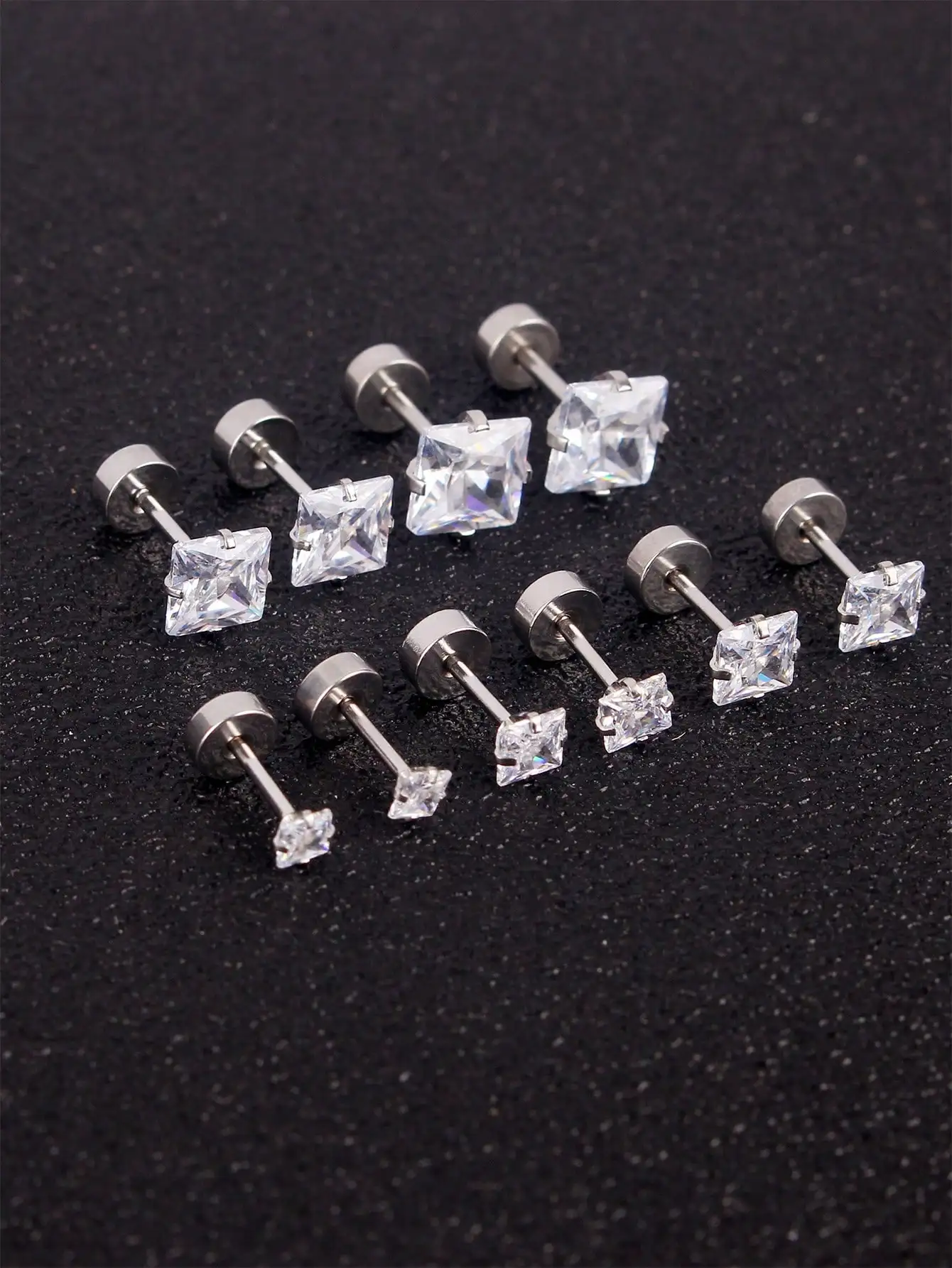 1-5pairs Simple Square Stainless Steel Stud Earrings For Men And Women, Suitable For Daily Wear And Gifts