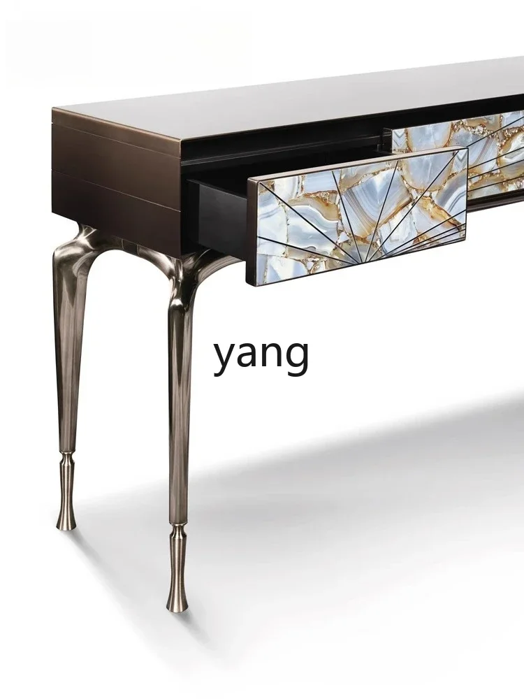 طاولة مدخل فاخرة من الخشب الصلب الإيطالي LMM، خزانة ديكور لبو الدخول البسيط، طاولة حائط للممر