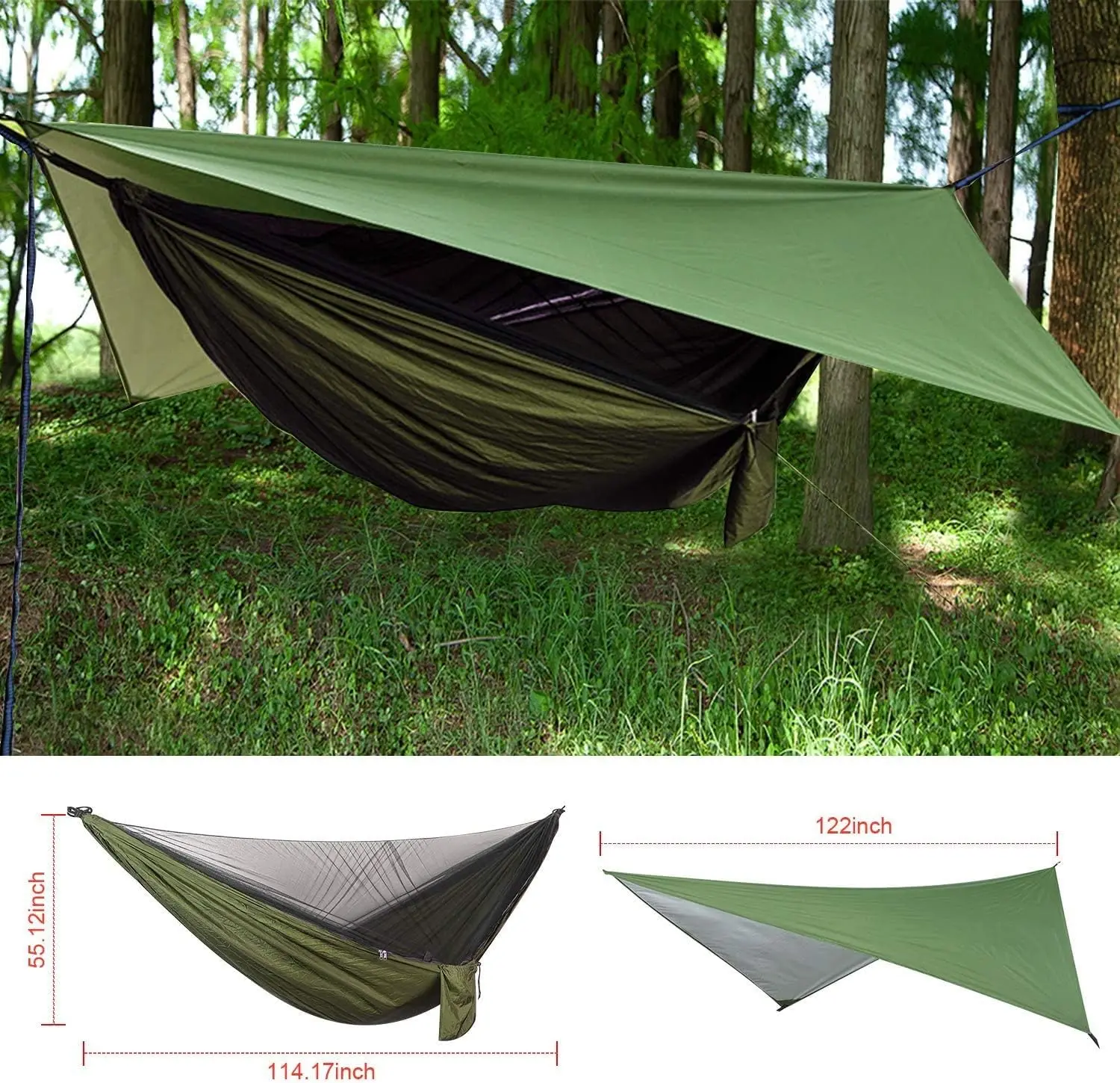 

Camping Hammock With Rain Shelter Portable Outdoor Single Double Person Tent Green Rain Shelter Rain Cover Beach Sunshade Canopy