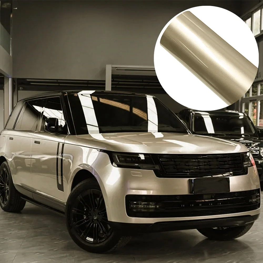 Champagne Metal Paint Vinyl Wrap Film PVC Adhesive Body Sticker Air Bubble Free PET Car Motorcycle Auto Styling Decal Decoration