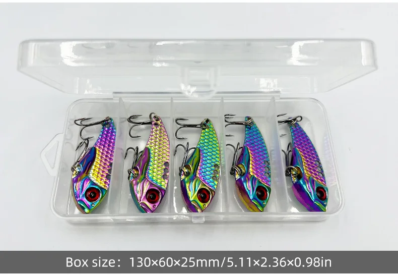 ShareShark Angelköder Blade Bait Metall-VIB-Köder für Barsch, Zander, Forelle – für Süß- und Salzwasserfischen, Metall-Hardbaits – Detail 10