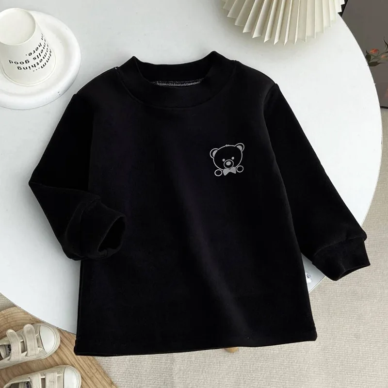 الفتيان الفتيات الكرتون طويلة الأكمام رشاقته قاع تي شيرت طفل نصف عالية طوق الدافئة قمم تي شيرت الاطفال الخريف الشتاء الملابس #2