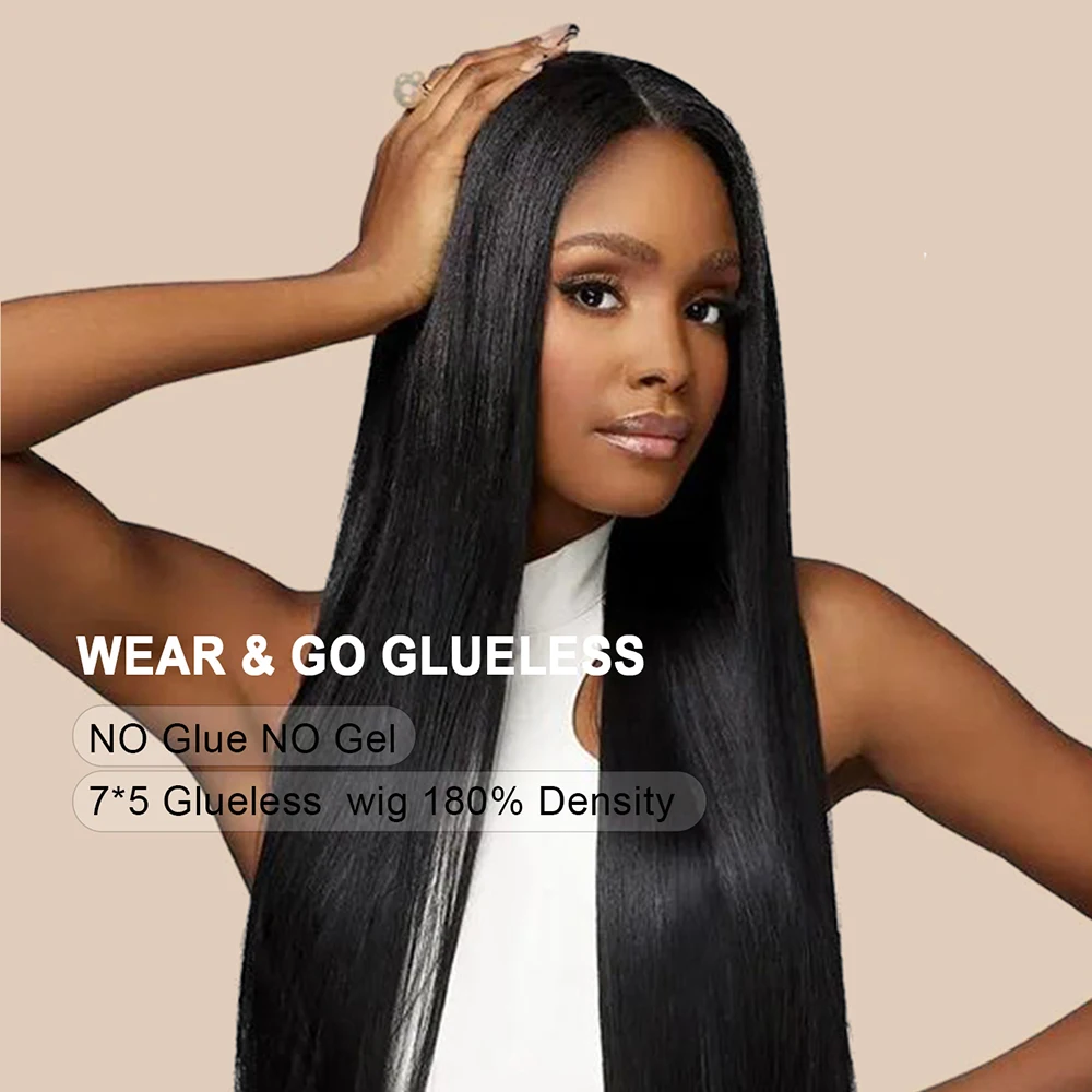 

Straight Glueless 7x5 Lace Wig Human Hair Ready To Wear And Go PrePlucked For Women Precut 6x4 Hd Lace Front Wigs On Sale