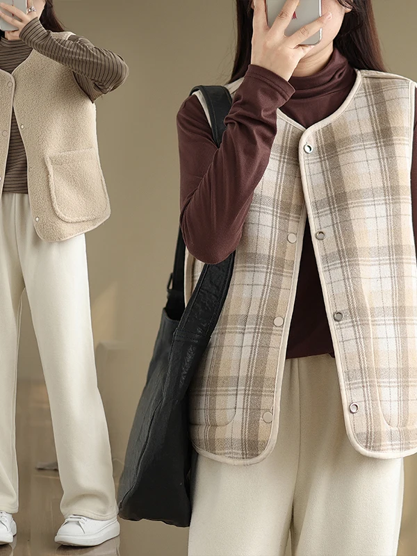 Gilet da donna in pelliccia di agnello foderato in Fce su entrambi i lati, per pendolari invernali, versatile, con spalline a strati, top caldo