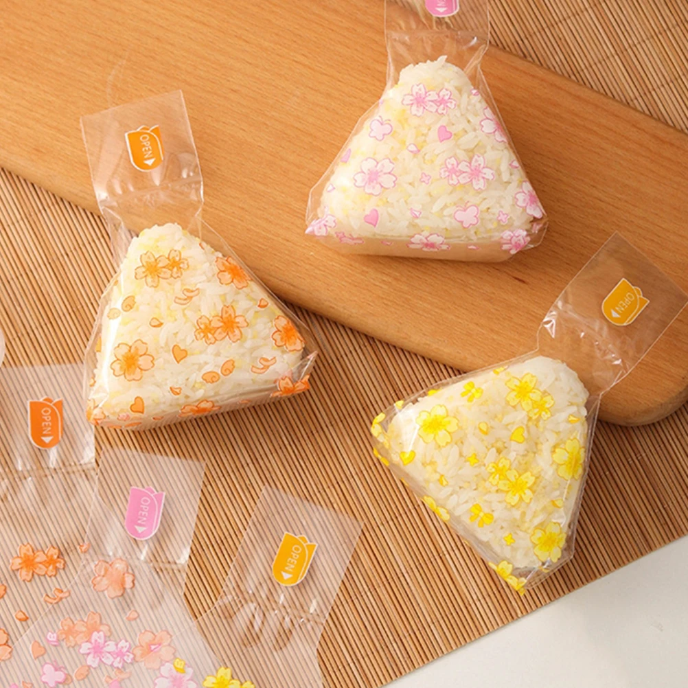 

50pcs Sushi Rice Ball Packaging Bags Microwave Safe Disposable Japanese Food Wrappers Triangle Onigiri Bags Versatile Use
