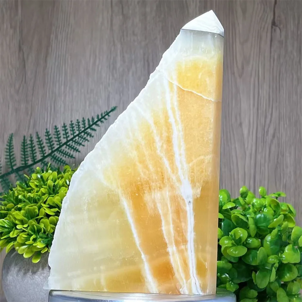 Orange Calcite Tower Crystal Point Wand Specimen Healing Gemstone Ornaments Carving Mineral Decoration Energy Room Gift Home