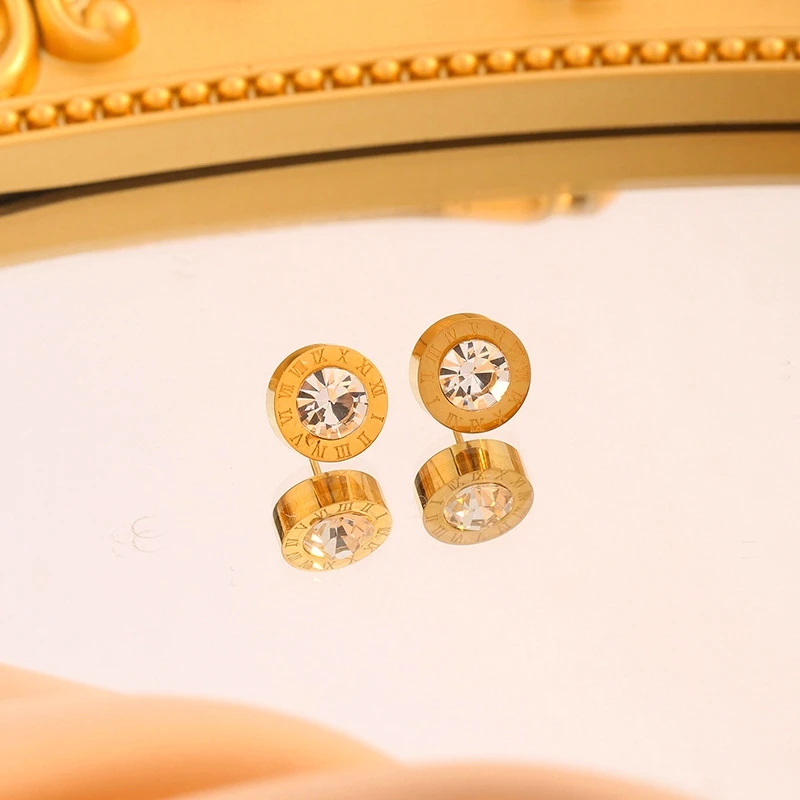 Stainless Steel Roman Earrings for Women Golden Couple Holiday Gift Earrings Fashion Ins Cold Wind Party Daily Jewelry image 2