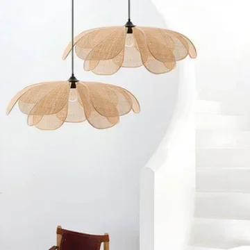 Imagem -03 - Luzes Pingente de Pétala Tecida Lustre Led Rattan Estilo Japonês Estilo Wabi-sabi Decoração de Casa e Sala de Estar