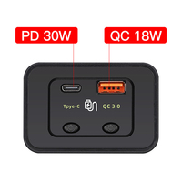 12/24V Car Charger Socket Dual USB Ports PD Type-C QC3.0 USB Charging Outlet with Button Switch for Truck ATV Marine Motorcycle