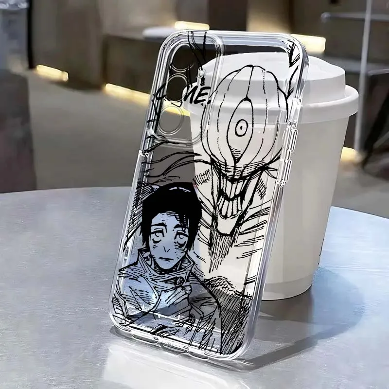 Jujutsu Kaisen Luxus-Comics-Handyhülle für Samsung A71 A51 A55 A52 A35 A25 A37 A17 A07 A54 A15 A14 A05 A13 A73 5G Transparent