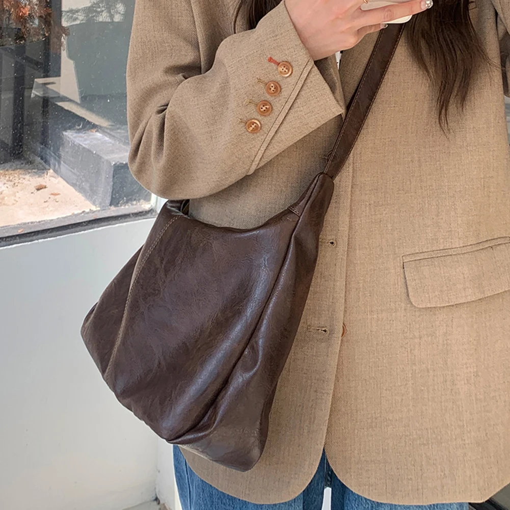 

Tote Shoulder Bag for Women with Interior Pockets Messenger Bag PU Leather Adjustable Strap Zipper for Travel Work