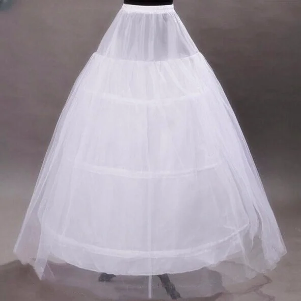 

2024 Brand New Petticoats White 3 Hoops 1 Layers Ball Gown Bride Underskirt Formal Dress Crinoline Stock Wedding Accessories