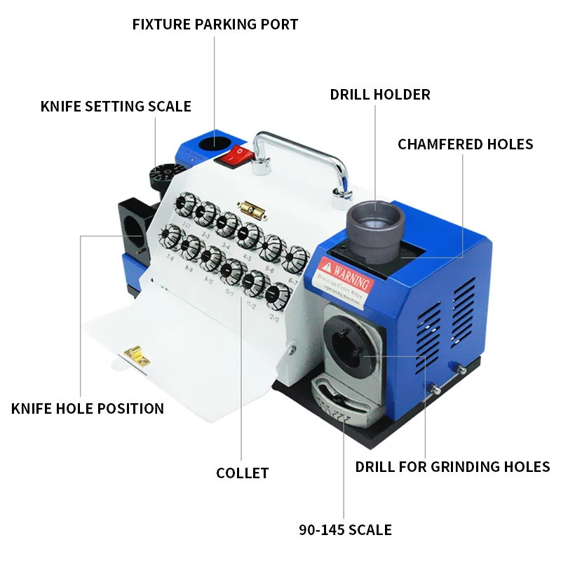 Desktop Twist Drill Grinder 3-13mm 90-140° Angle Adjust Sharpener
