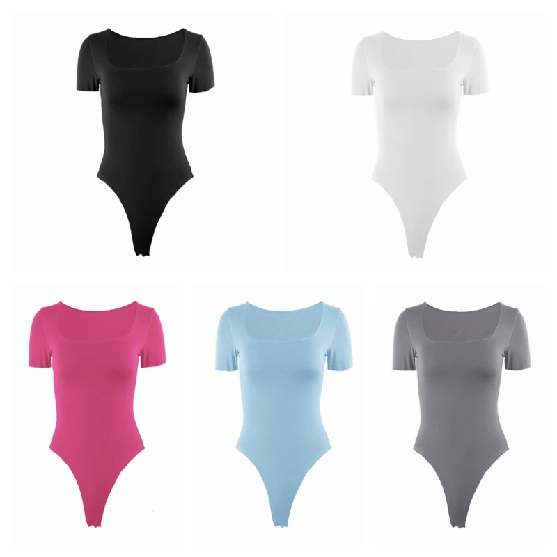 ملابس داخلية صيفية بأكمام قصيرة وياقة مربعة ومتينة رومبير مرن مثير Y2k ملابس نسائية موضة نادي الحفلات 2521