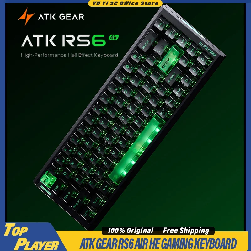 

ATK RS6 Air Gaming Keyboard Магнитный переключатель с эффектом Холла Gen3 0,001 мм RT Точность 8 кГц Скорость заката Динамический RGB с возможностью горячей замены