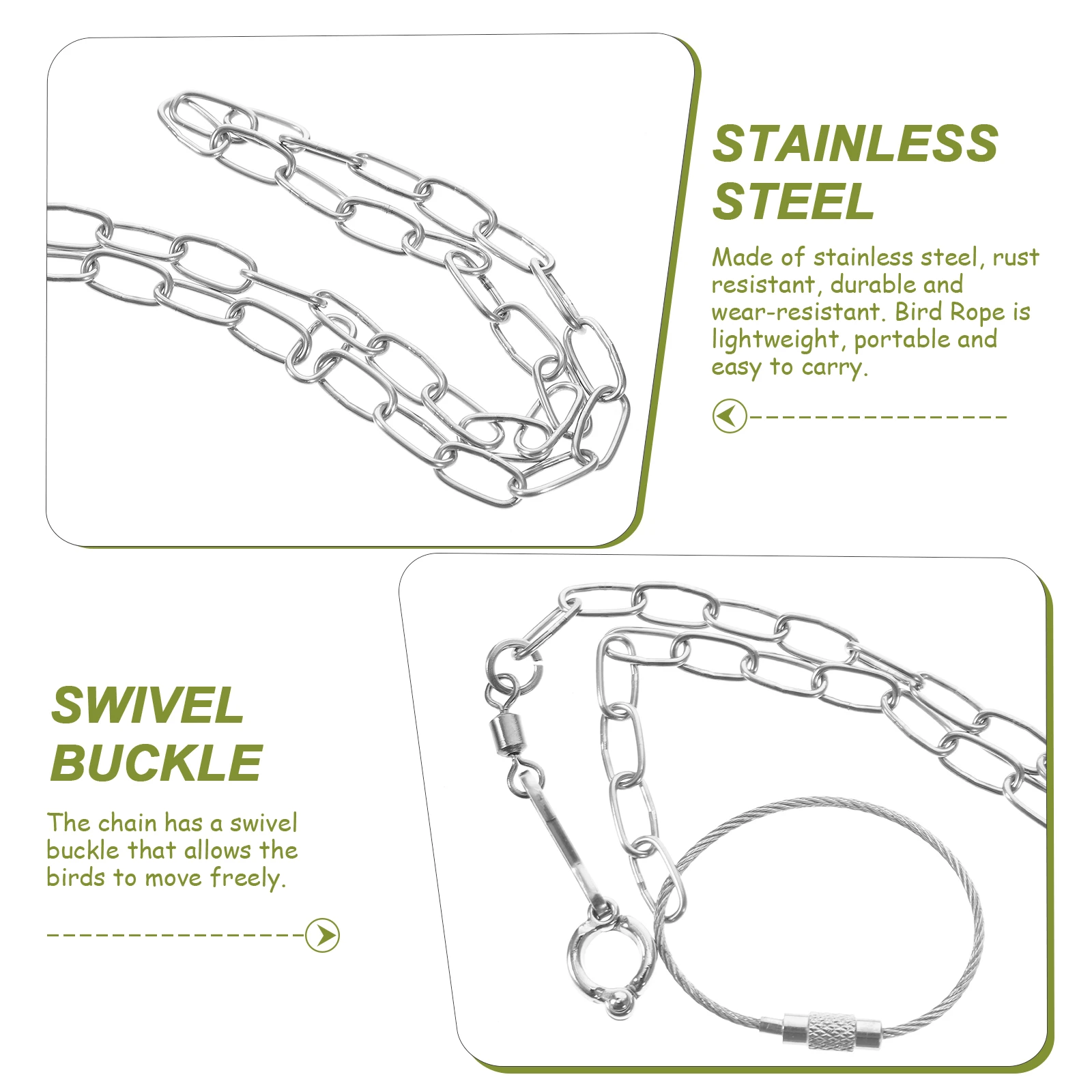 Stainless Steel Bird Chain Birds Foot Rope Parrot Accessory Leash for Parrots Harness