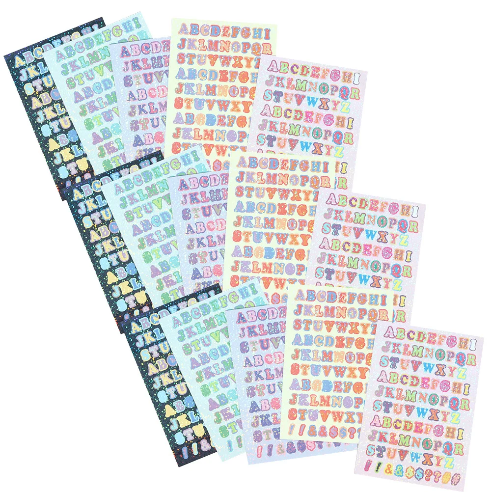

15 Sheets Alphabet Stickers Self Adhesive Letter Decals Colorful DIY Scrapbooking Decorative Stickers for Home Crafts