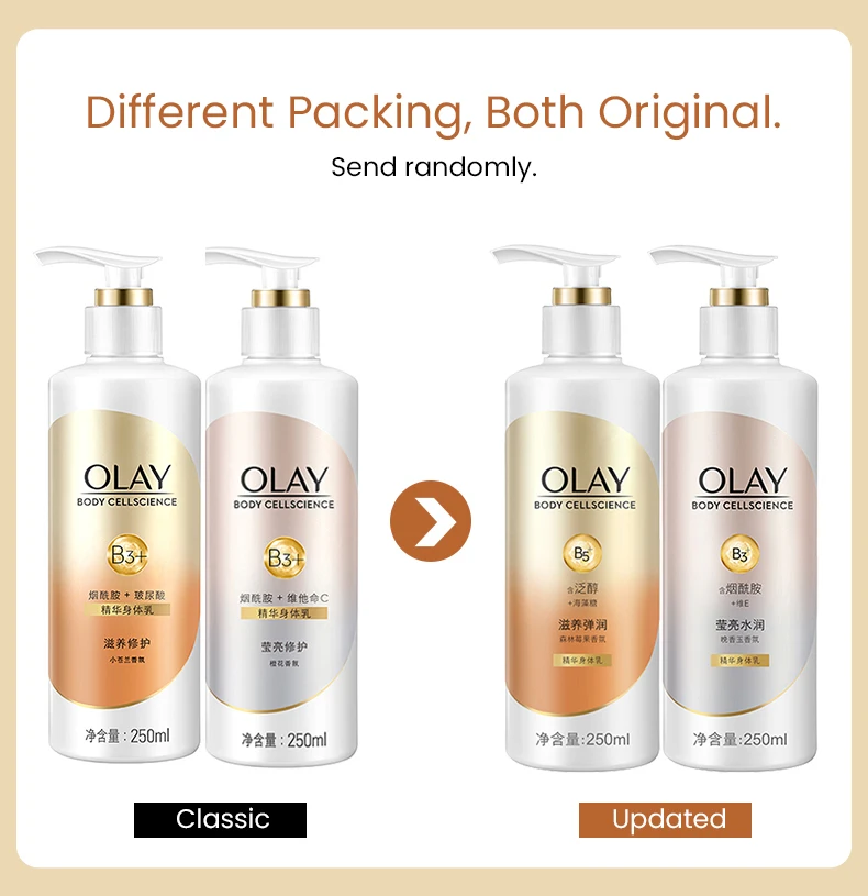 OLAY Body Lotion B3+ Niacinamide Nourishing Hydrating Firming Brightening Body Cream Improves Skin Olay Body Cellscience