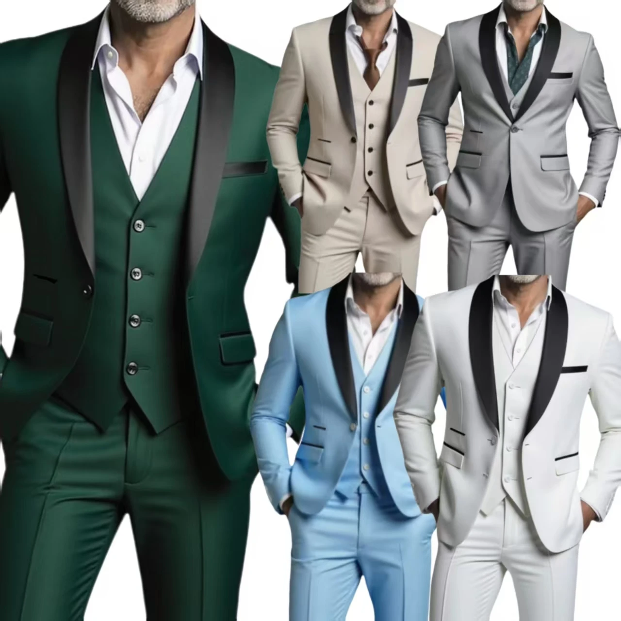 

Casual Slim Fit Three Piece Men's Suit Korean Style Fashionable High-Quality, Suitable for Weddings 3 Piece Jacket Pants Vest