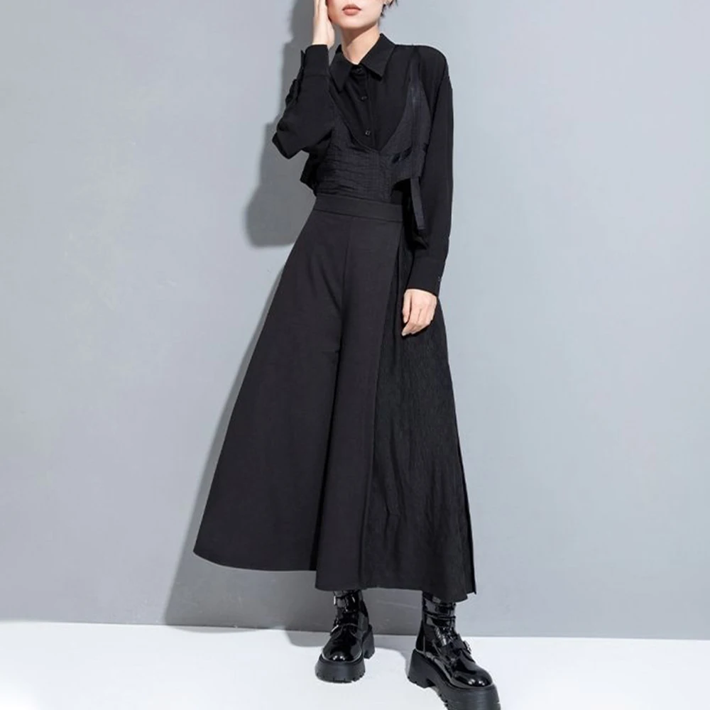 

XS-5XL зимняя мужская широкая юбка, брюки унисекс, американский ретро-модный тренд, свободные повседневные простые нишевые мужские штаны High Street